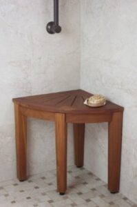 corner solid teak shower stool bath and spa bench