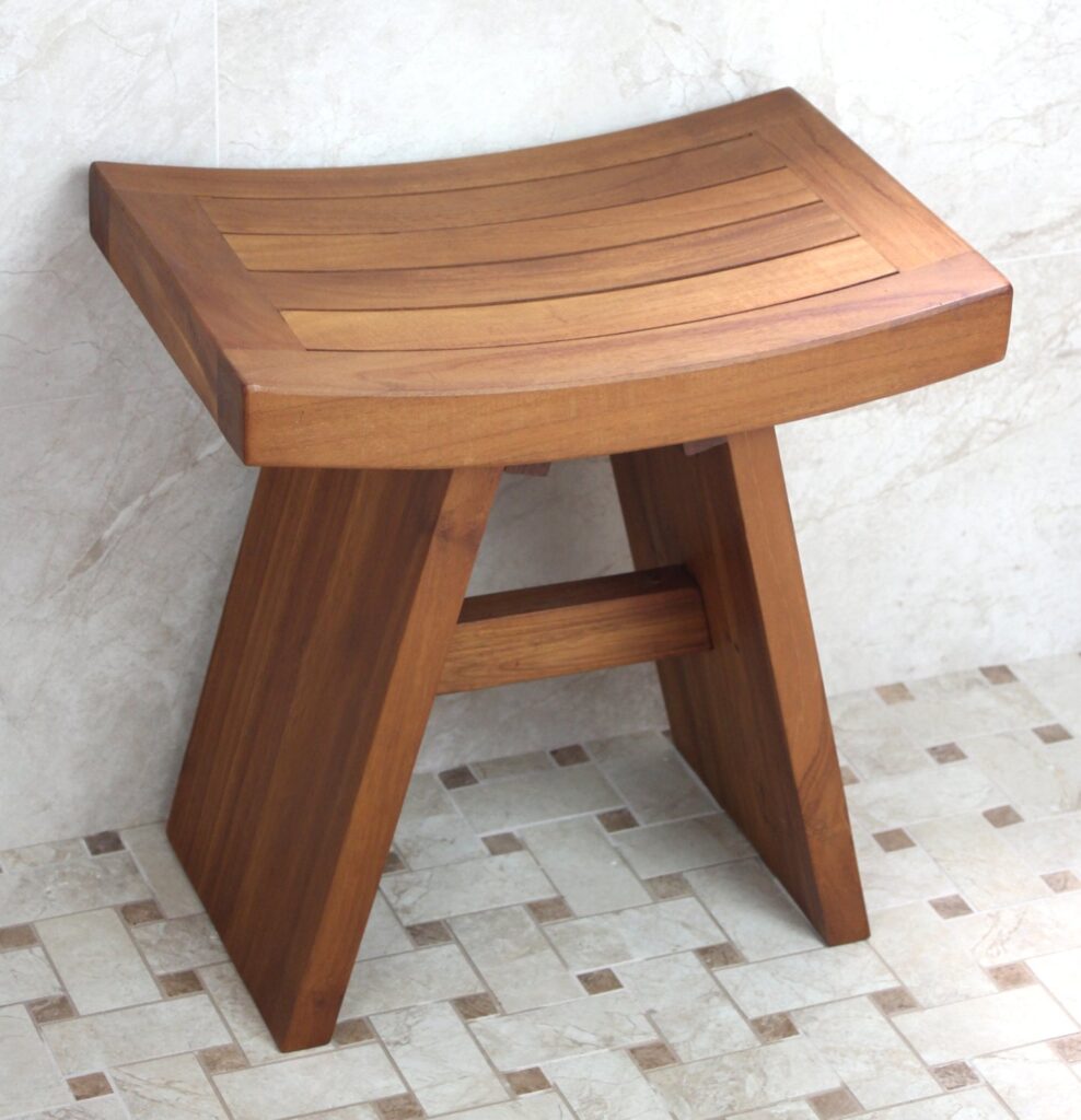 solid teak indoor outdoor asian shower stool