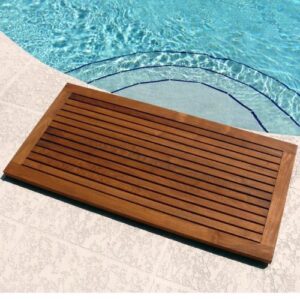 teak rectangular floor mat for shower pool or spa