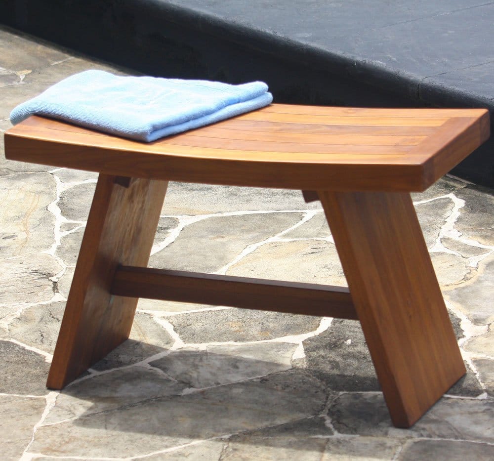 double asian shower stool teak