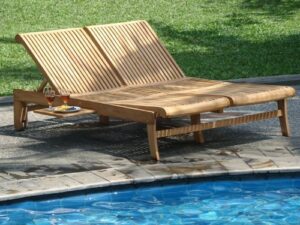 grade-A teak double sun lounger