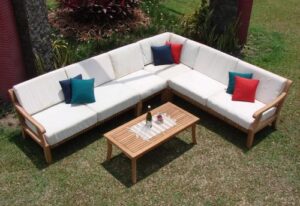 New Luxurious 5 Piece Teak Sectional Sofa Set