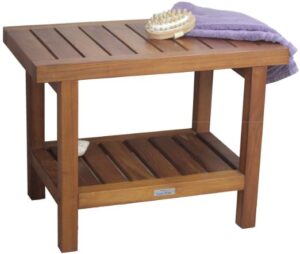 The Original Spa 24" Teak Shower Bench with Shelf