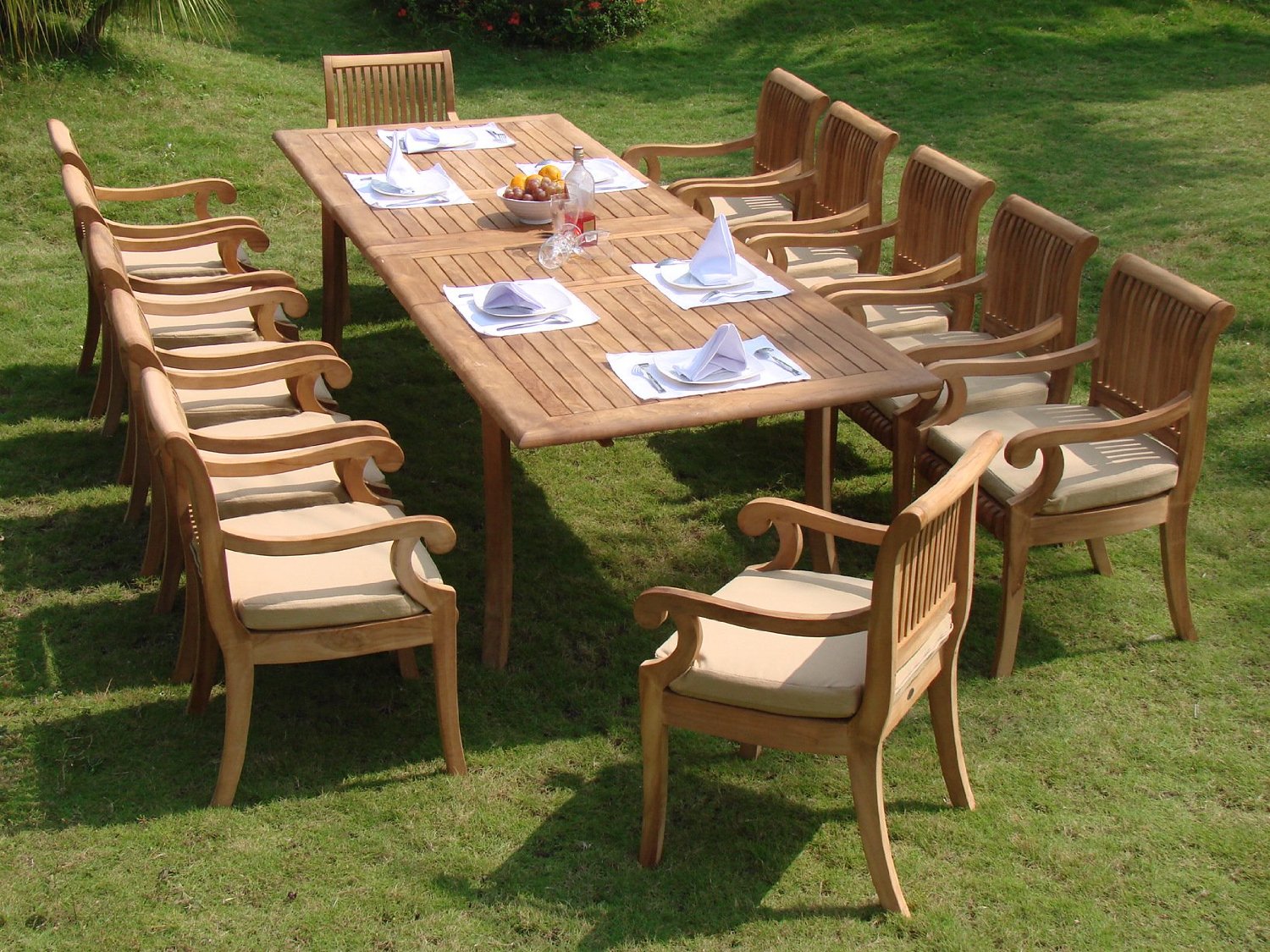 Garden Teak Table And Bench Set Furniture