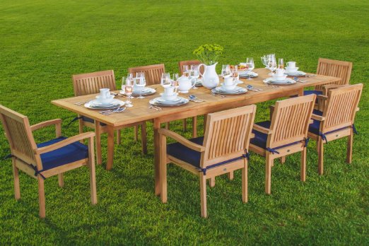 9 piece teak patio dining set