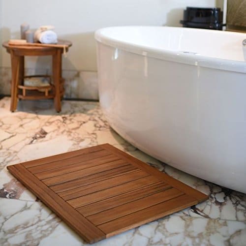 teak station wooden bath mat