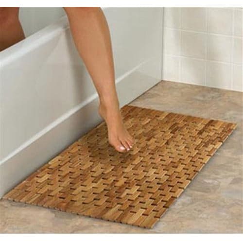 Conair Home Pollenex Solid Teak Roll-Up Folding Shower Spa Mat