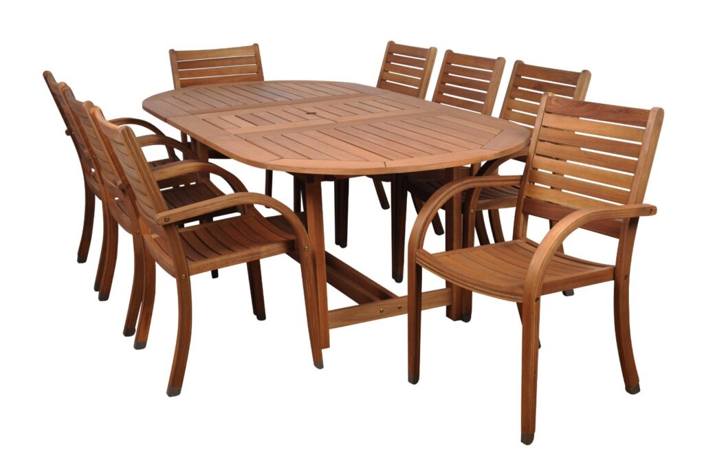 eucalyptus wood outdoor dining set