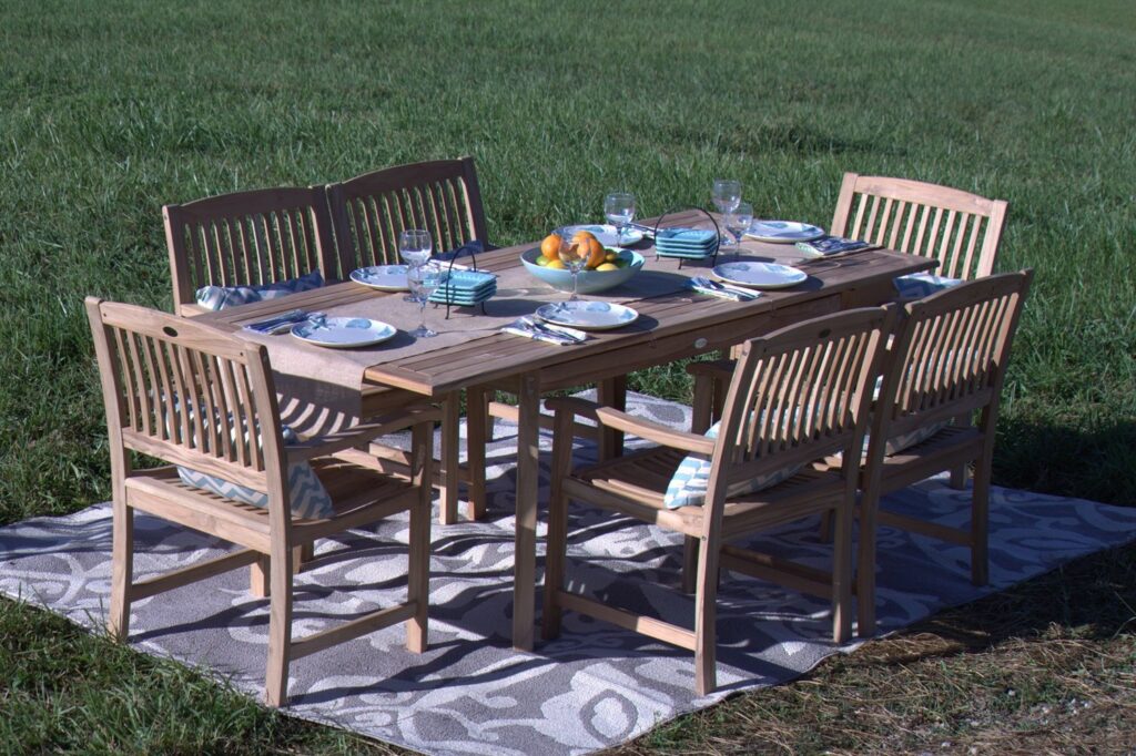 Pebble Lane Living 7-Piece Teak Wood Patio Dining Set