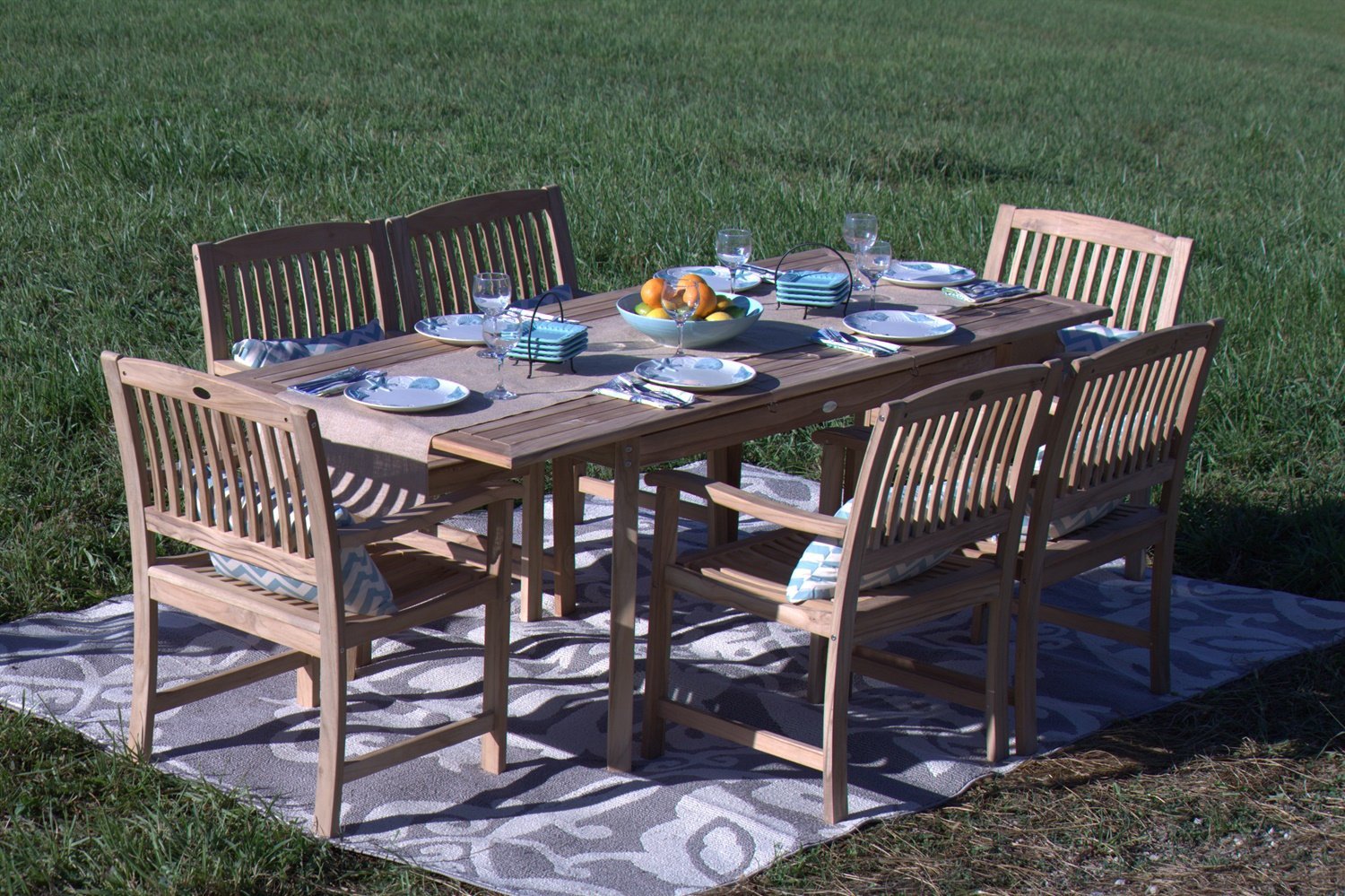 Pebble Lane Living 7Piece Teak Wood Patio Dining Set Review Teak