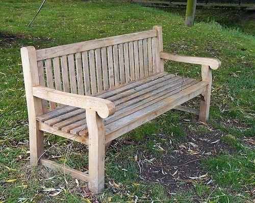 teak garden bench color fading