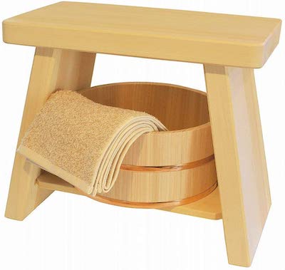 hinoki wood japanese bath stool