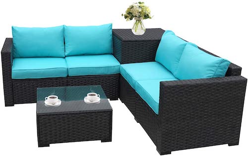 Rattan wicker double loveseat conversation set