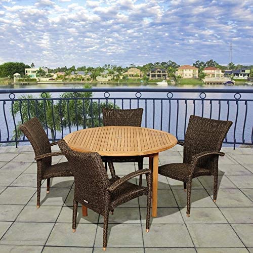 5-piece teak/wicker circular dining set